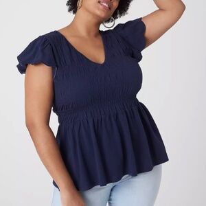 Lane Bryant Flutter Sleeve V Neck Peplum Top Size 14/16
